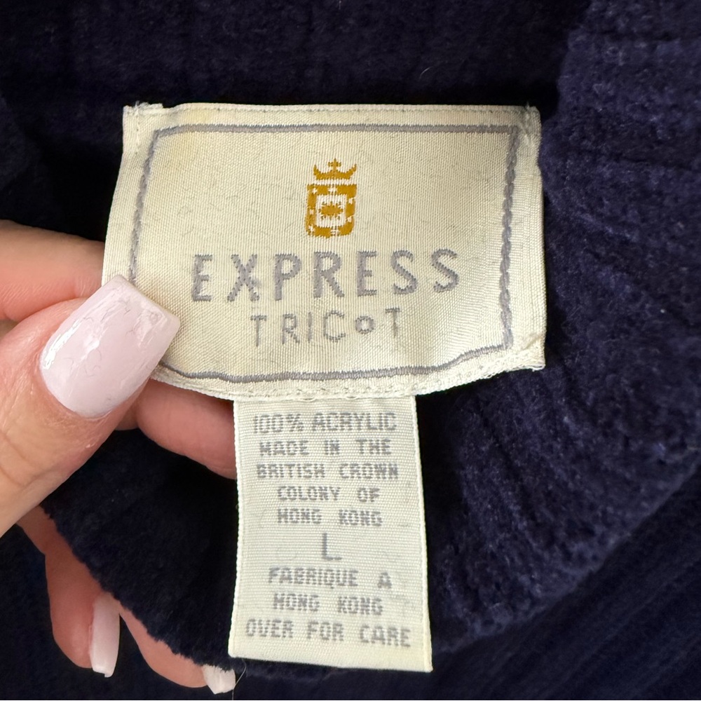 Express Tricot Vintage Navy Chenille Turtleneck - Picture 3 of 3